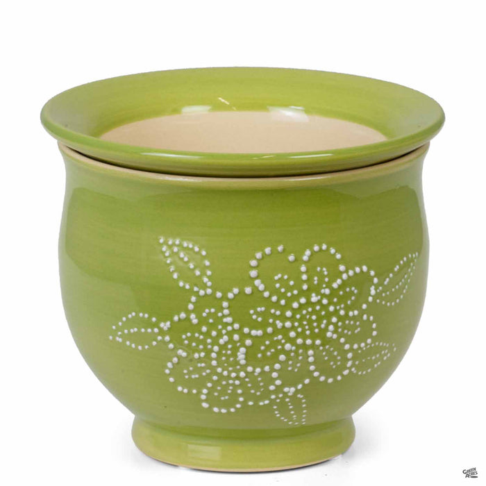 Floral African Violet Self-Watering Pot in Green