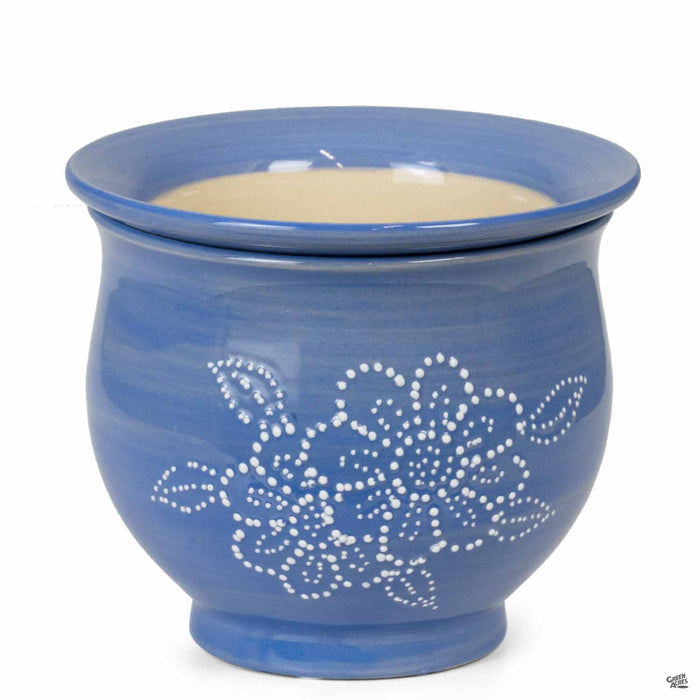 Floral African Violet Self-Watering Pot in Blue