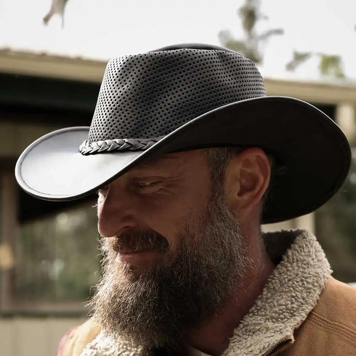 Frontier - Men's Perforated Leather Cowboy Hat
