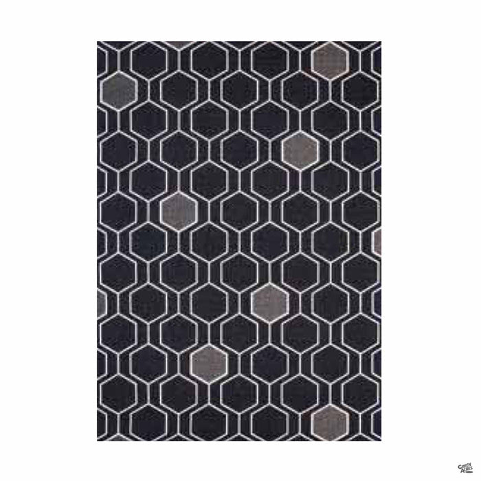 Geo Black 5 foot by 7 foot outdoor rug