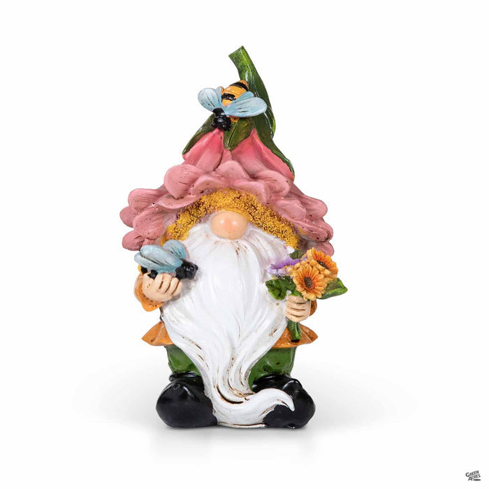 Gnome with Pink Flower Hat 6 inch