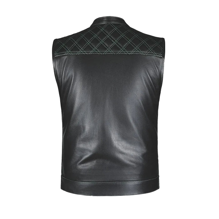 Green Diamond - Men's Club style Leather Motorcycle Vest
