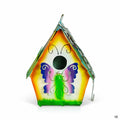 Hanging Bird House with Butterfly Metal Yard Art