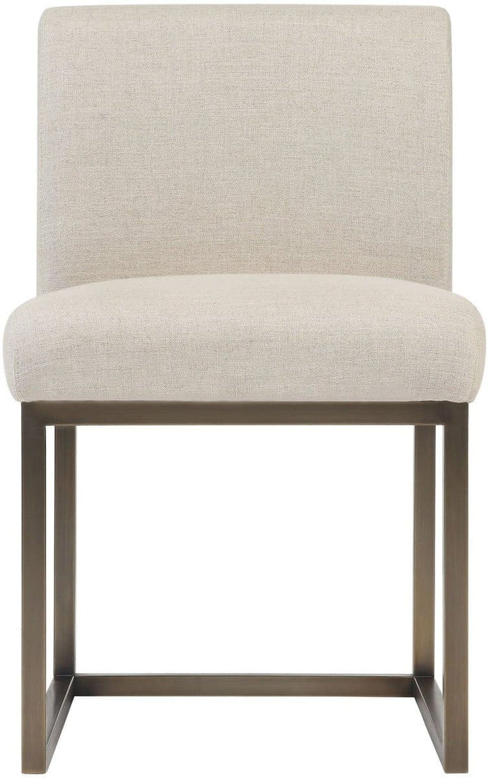 Haute Beige Linen Chair in Brass