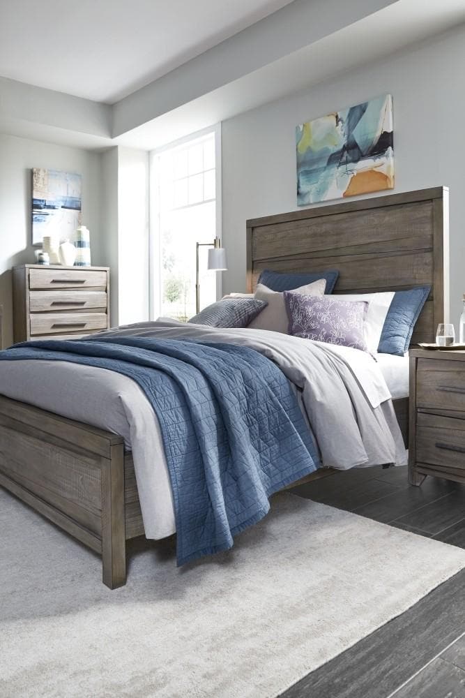 Hearst Solid Wood Panel Bed in Sahara Tan