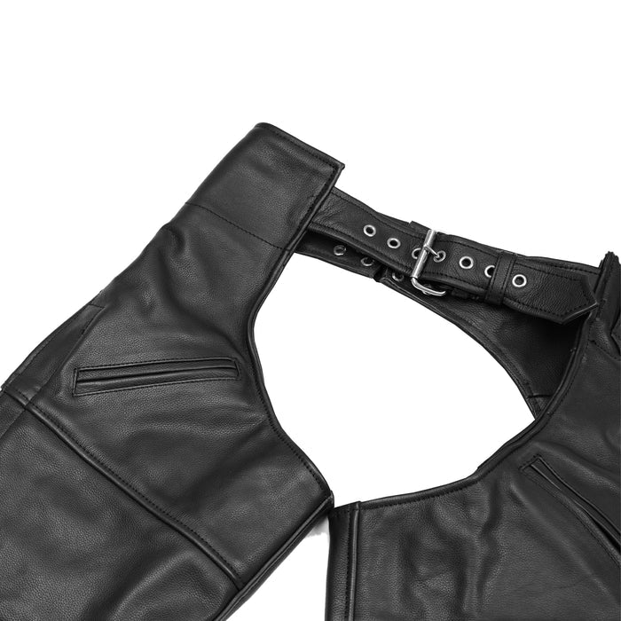 Leather Guard  Unisex leather motorcycle chaps - Black