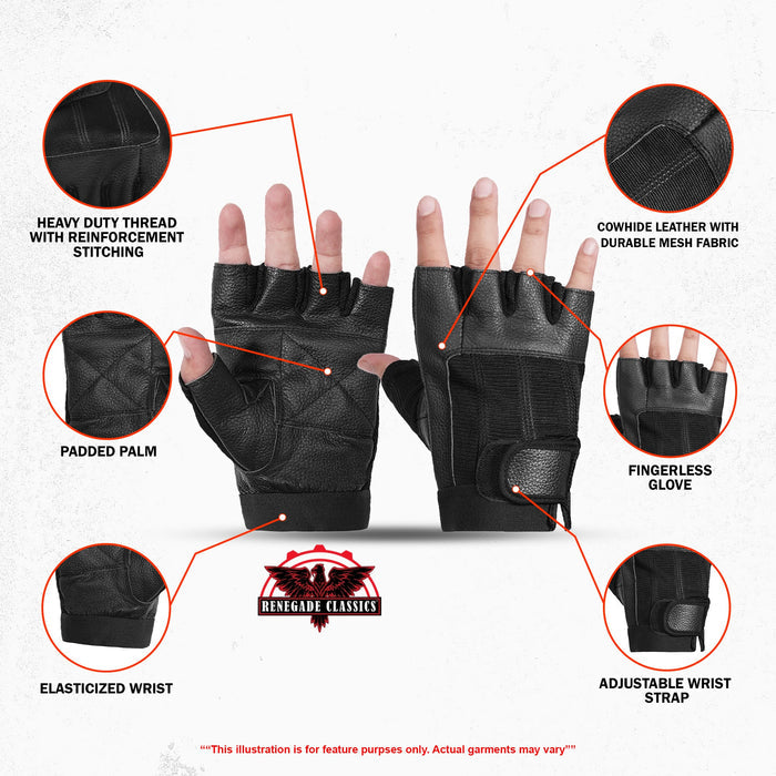 Leather / Mesh Fingerless Glove