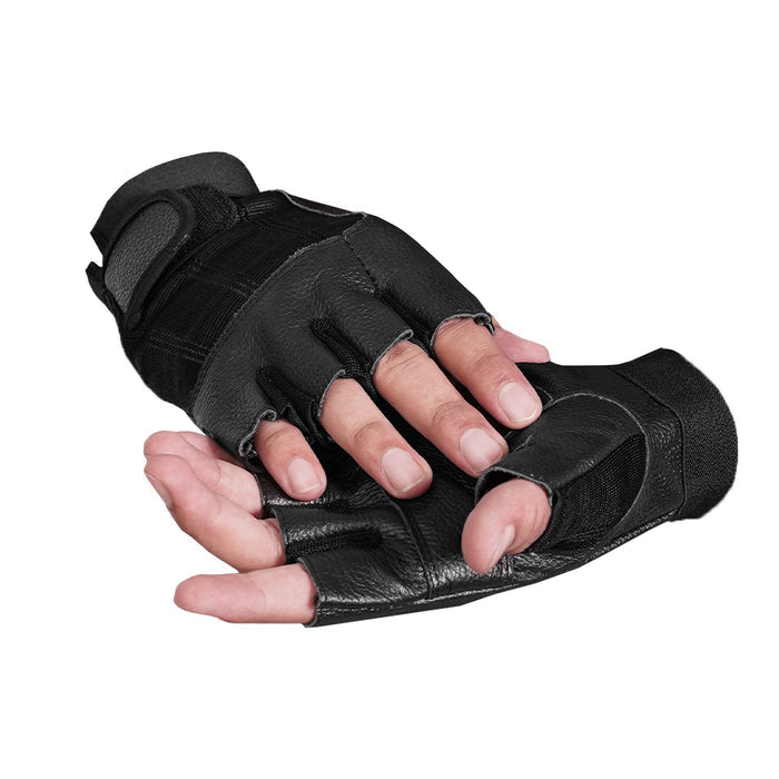 Leather / Mesh Fingerless Glove