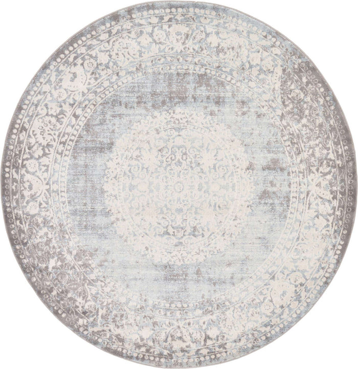 Light Blue New Classical Round Rug