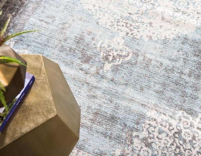 Light Blue New Classical Round Rug