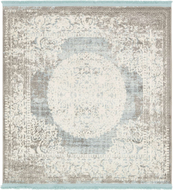 Light Blue New Classical Square Rug