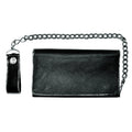 Long Black Trifold Biker Chain Wallet