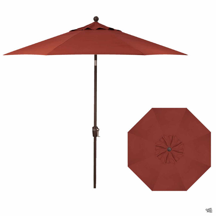 Push Button Tilt 9 foot Market Umbrella in Auburn with Bronze