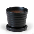 Matte Ribbed Pot Matte Black