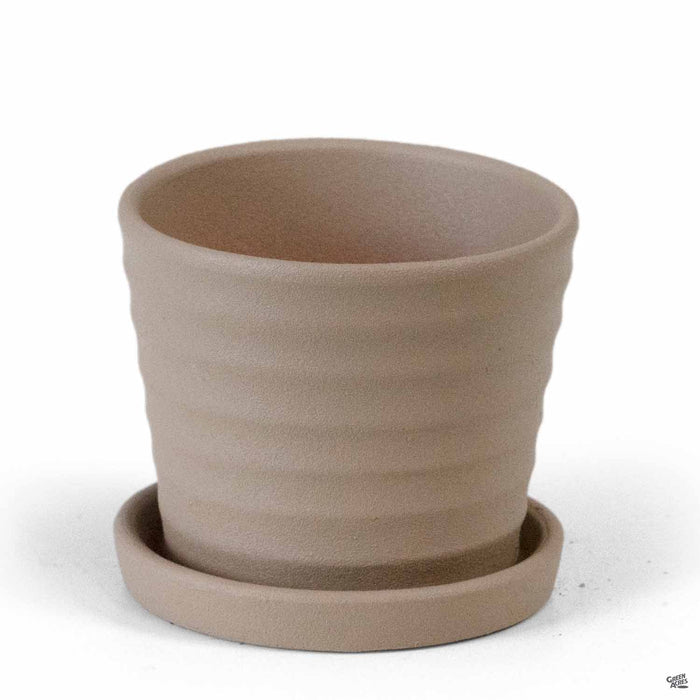 Matte Ribbed Pot Sandy Matte Tan