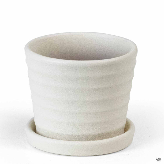 Matte Ribbed Pot Sandy Matte White