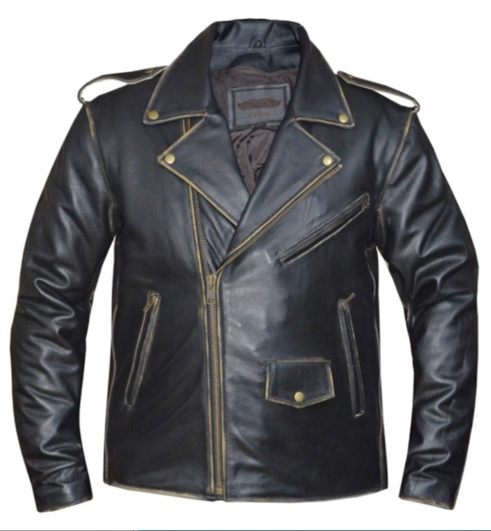 Men's Antique Brown MC Style Leather Jacket