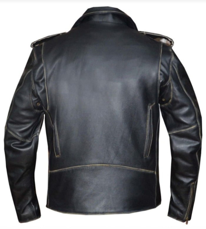 Men's Antique Brown MC Style Leather Jacket