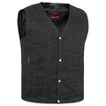 Men's Black Plain sides Denim Motorcycle Vest –  Heavy Snaps