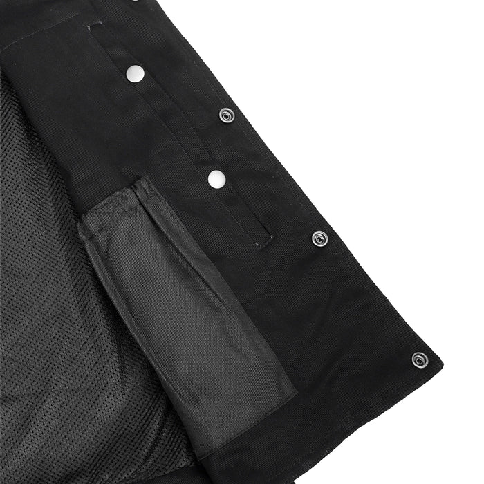 Men's Black Plain sides Denim Motorcycle Vest –  Heavy Snaps