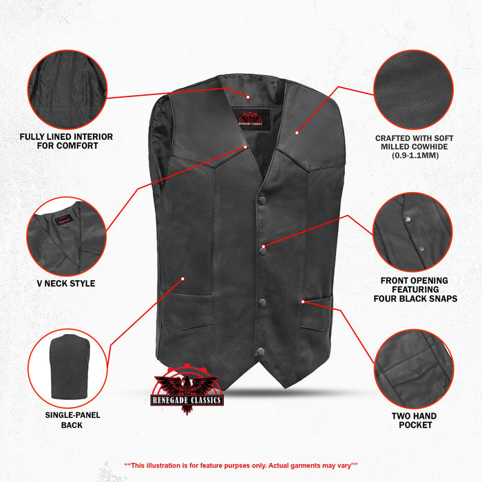 Men's Plain Side Economy Vest - Black
