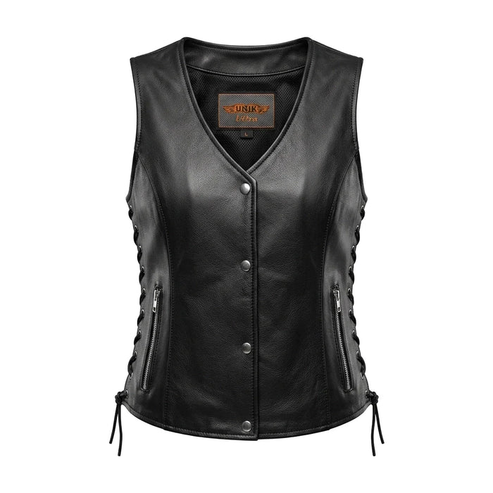 Mesa - Women's Naked Goatskin Leather Motorcycle Vest
