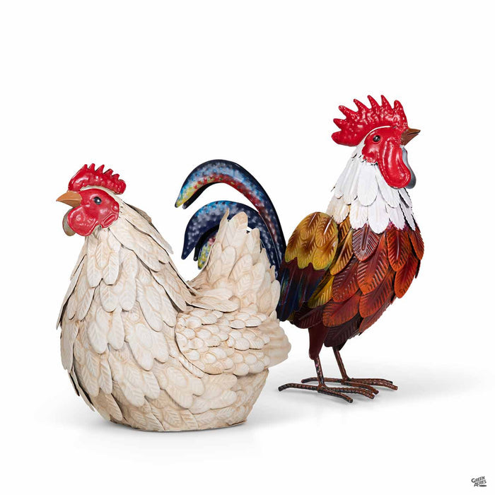 Metal Chicken Sculptures 12 inch
