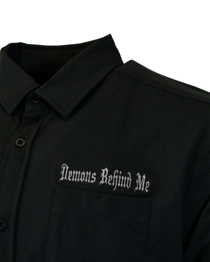 Micro-Perforated, Stretch Embroidered Button-Up