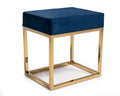 Modrest Downey Blue Velvet & Gold Stool Ottoman