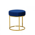 Modrest Elmont Blue Velvet & Gold Stool Ottoman