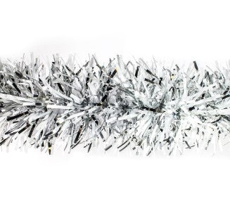 Mylar Stuffed White and Silver 6" Garland