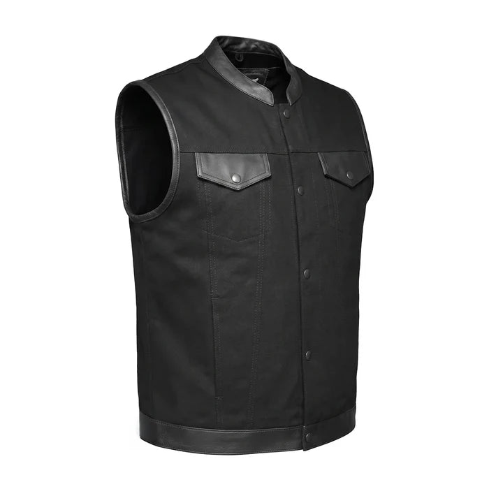 Nightrider - Men's Club Style Denim/Leather Motorcycle Vest