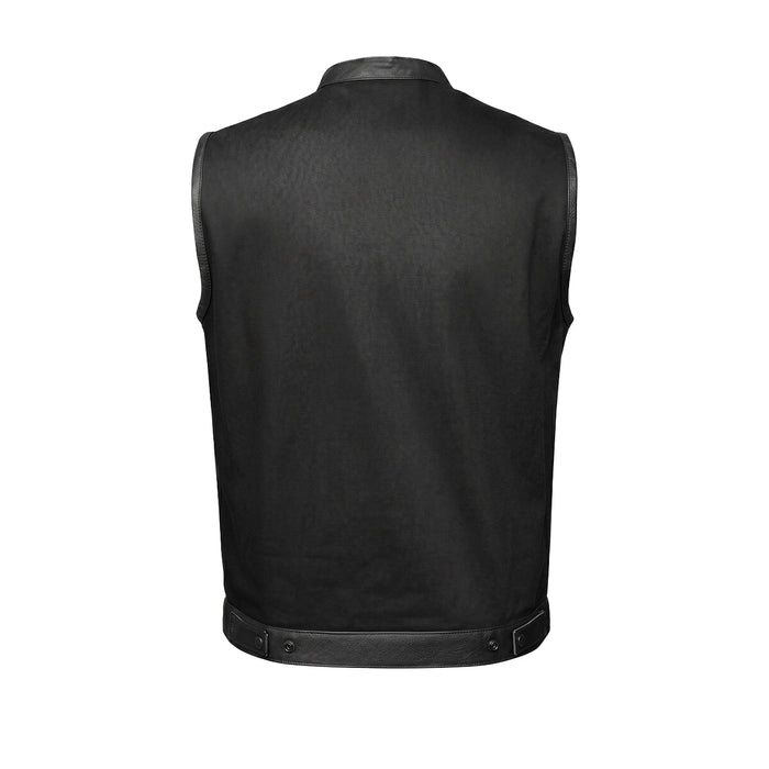 Nightrider - Men's Club Style Denim/Leather Motorcycle Vest