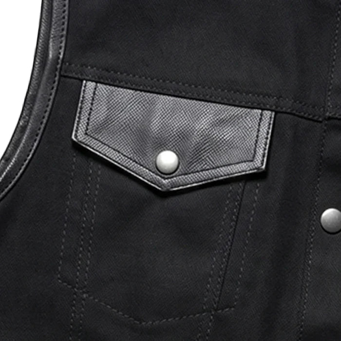 Nightrider - Men's Club Style Denim/Leather Motorcycle Vest