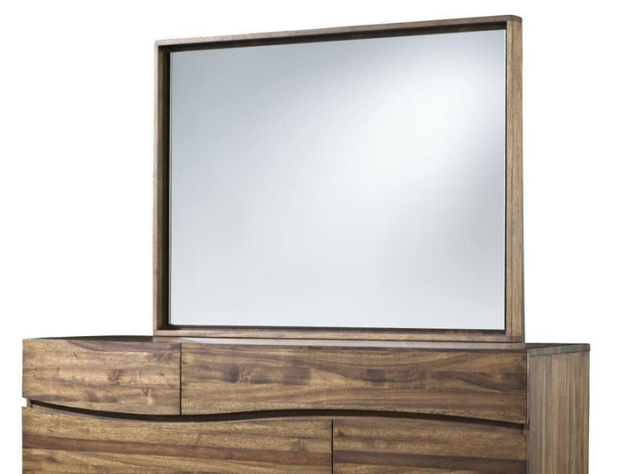 Ocean Solid Wood Floating Glass Mirror in Natural Sengon