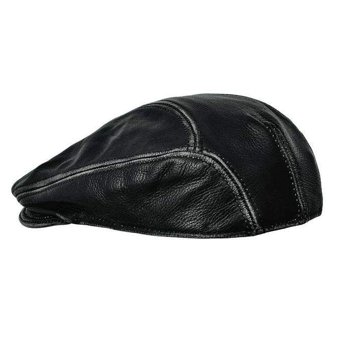 Old Road – Men's Black Premium Leather Ascot Cap