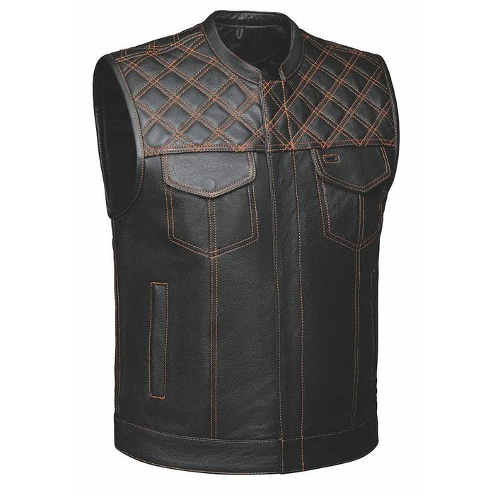 Orange Diamond - Men's Club Style Leather Motorcycle Vest