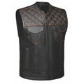 Orange Diamond - Men's Club Style Leather Motorcycle Vest
