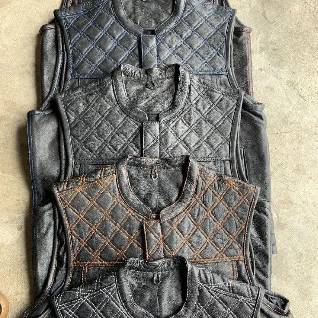 Orange Diamond - Men's Club Style Leather Motorcycle Vest