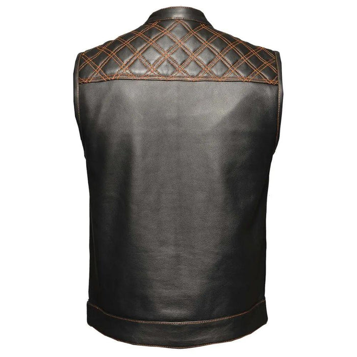 Orange Diamond - Men's Club Style Leather Motorcycle Vest