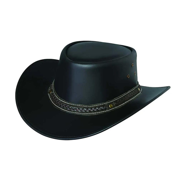 Outlands - Men's Leather Cowboy Hat with Stitched Braided Band