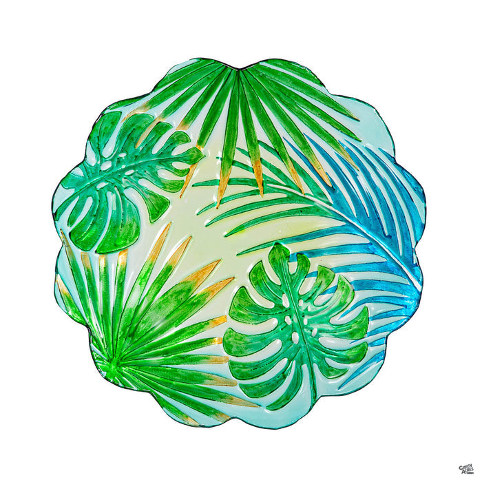 Palm Leaves Glass Bird Bath