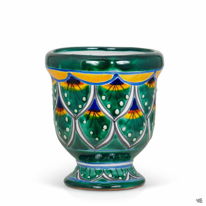 Talavera Peacock Pedestal Pot 7 inch