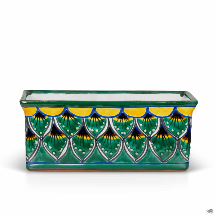 Talavera Peacock Rectangular Pot 12 inch
