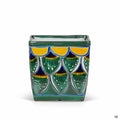 Talavera Peacock Square Pot 6 inch