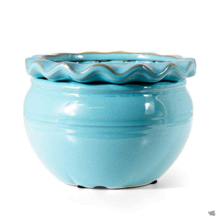 Pie Rim Self Watering Pot 6.25 inch Aqua