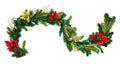 Poinsettia Christmas 6' Garland with Warm White Lights