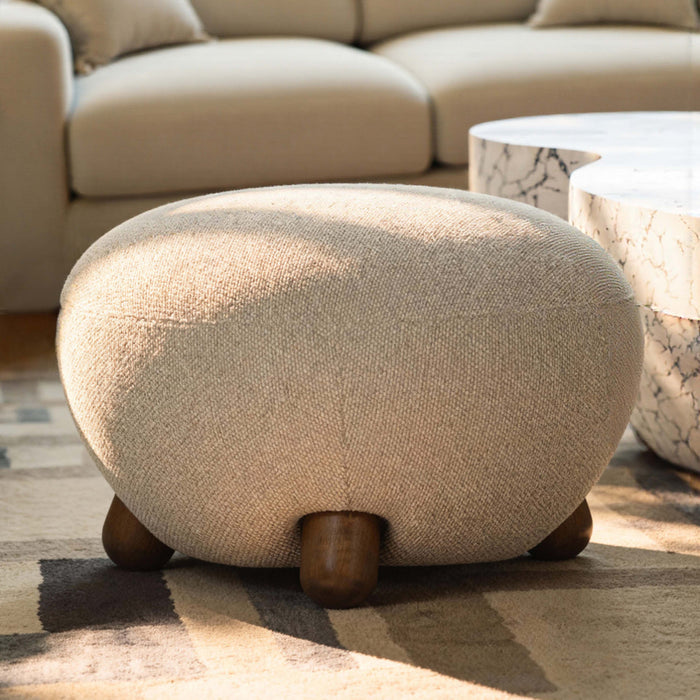 Pucker Warm Grey Boucle Ottoman