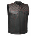 Red Diamond - Men's Club Style Leather Motorcycle Vest