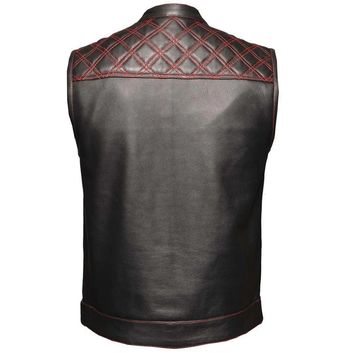 Red Diamond - Men's Club Style Leather Motorcycle Vest